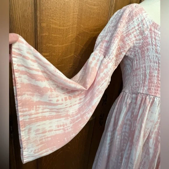 Pink & White Tie Dye Off Shoulder Dress - Picture 6 of 8
